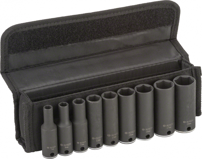 Bosch Set 9 chei tubulare 3 8 adanci 7, 8, 10, 12, 13, 15, 16, 17, 19mm