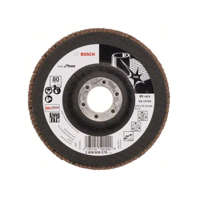 Disc de slefuire evantai Best for Inox 125mm, 22,23mm, 80