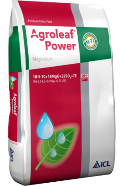 Ingrasamant foliar AGROLEAF Power Mg 10+05+10+16Mg+32S+Me+Biostimulatori, 15 kg