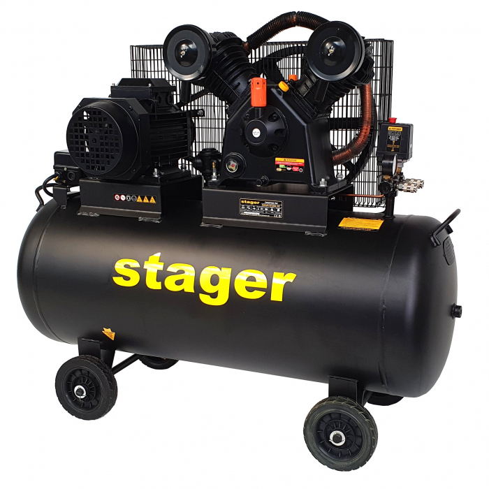 Stager HMV0.6 200-10 compresor aer, 200L, 10bar, 600L min, trifazat, angrenare curea 10bar imagine 2022