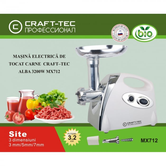Mașina electrică de tocat carne CRAFT-TEC 3200 W MX712 [2]