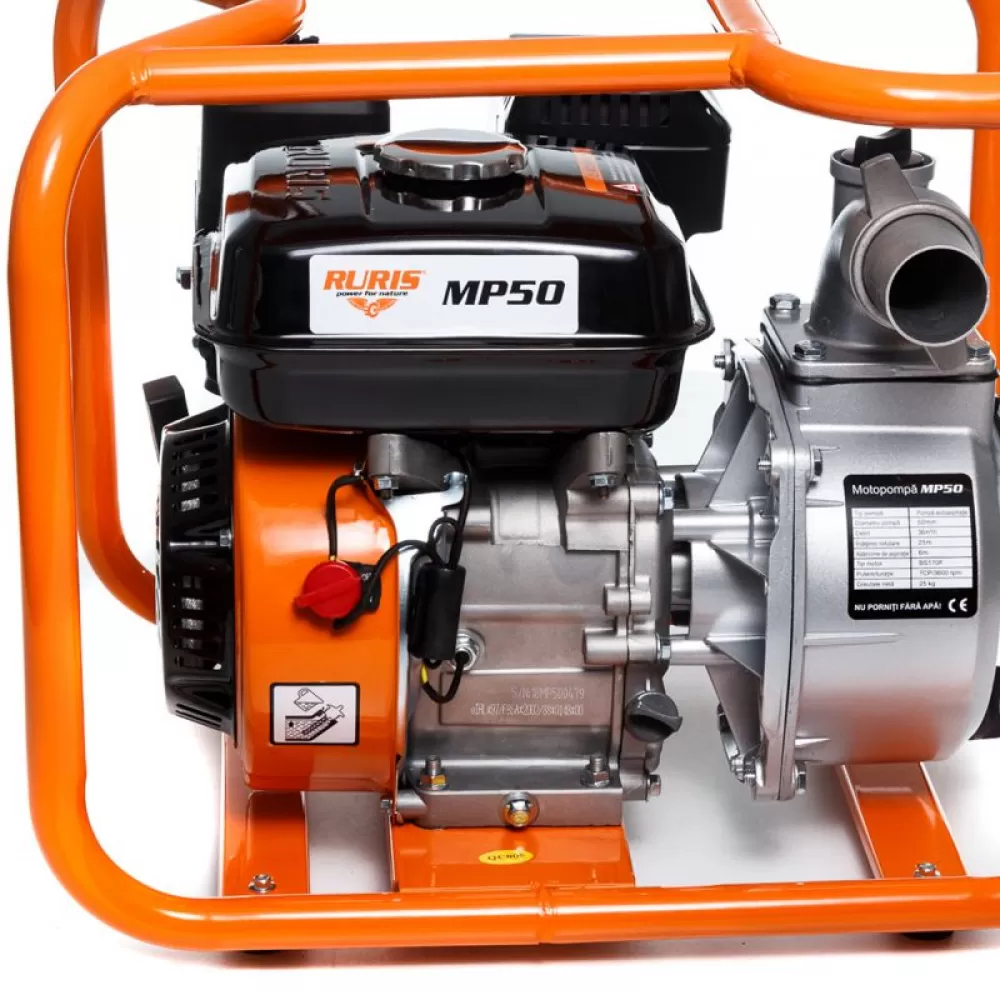 Motopompa apa curata Ruris MP50, 7 CP, 212 CC, 25 m³/h debit apa, 2" prindere furtun, 25 m inaltime refulare, 8 m adancime absorbtie, 3.6 l, benzina [3]