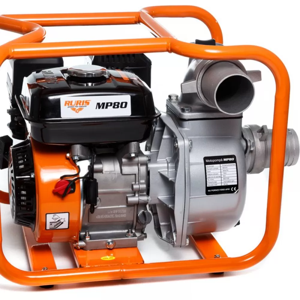Motopompa apa curata Ruris MP80, 7 CP, 212 CC, 48 m³/h debit apa, 3" diametru racord, 250 m refulare pe orizontala, 8 m adancime absorbtie, 3.6 l, benzina [4]