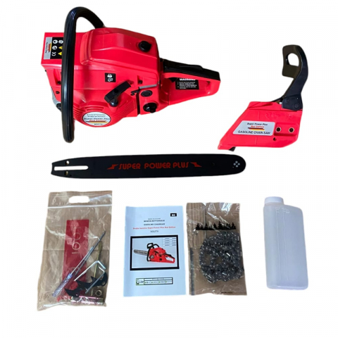 Motofierastraie - Drujba pe benzina Super Power Plus Red Edition, 9.8 CP, lama 40 cm + lant 32 dinti, eficienta maxima