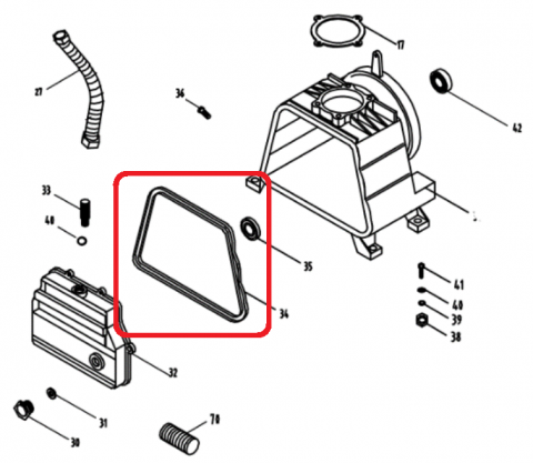 Piese compresor - Garnitura carter RURIS PSAP2400-1-34, pentru compresorul Ruris AirPower 2400