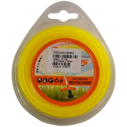 Consumabile motocoase - Ruris 6-174 - Fir de taiere, 2 mm, 15 m, forma rotunda