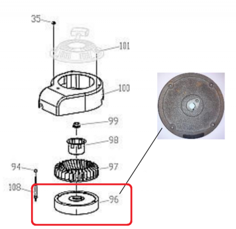 Piese masini de tuns gazon - Volanta RURIS PS100XL-2-95 pentru mașina de tuns iarba DAC 100XL