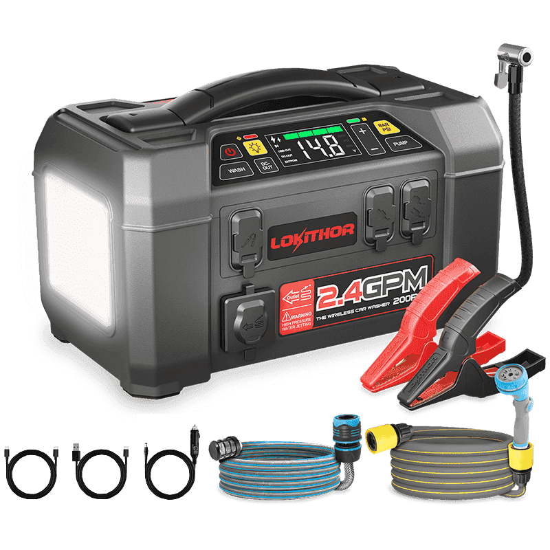 Booster auto LOKITHOR AW401 5 în 1, 2500 A, cu compresor 150 PSI și spălător cu presiune [0]