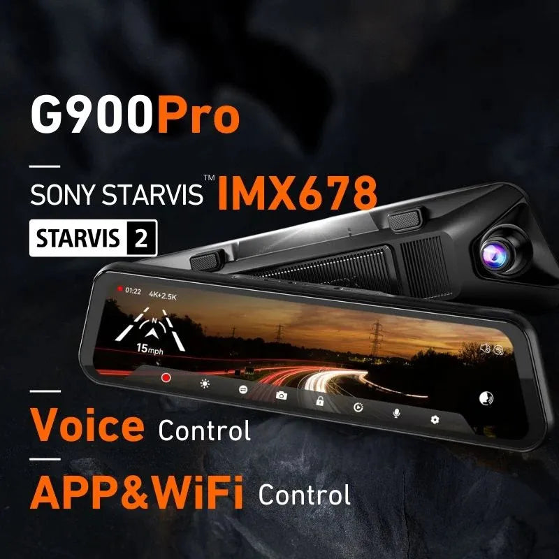 Camera auto tip oglinda WOLFBOX G900 Pro, 4K + 2.5K, ecran tactil de 12″, Wi-Fi si GPS [2]