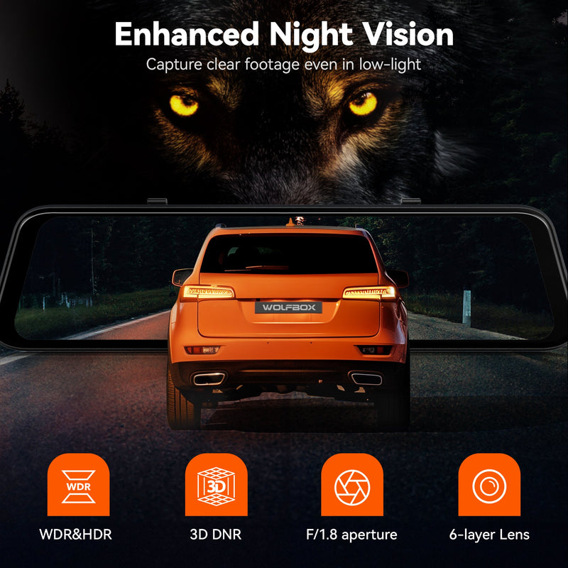 Camera auto tip oglinda WOLFBOX G850 Pro, 4K + Full HD 1080p, ecran tactil de 12″, Wi-Fi, GPS si card de memorie 64 GB [9]