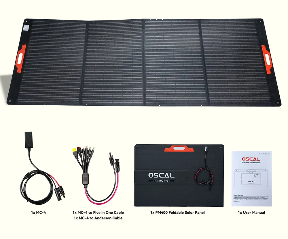 Panou Solar Portabil Pliabil 400W, Oscal PM400 Pro, Monocristalin, ETFE, IP67 [10]