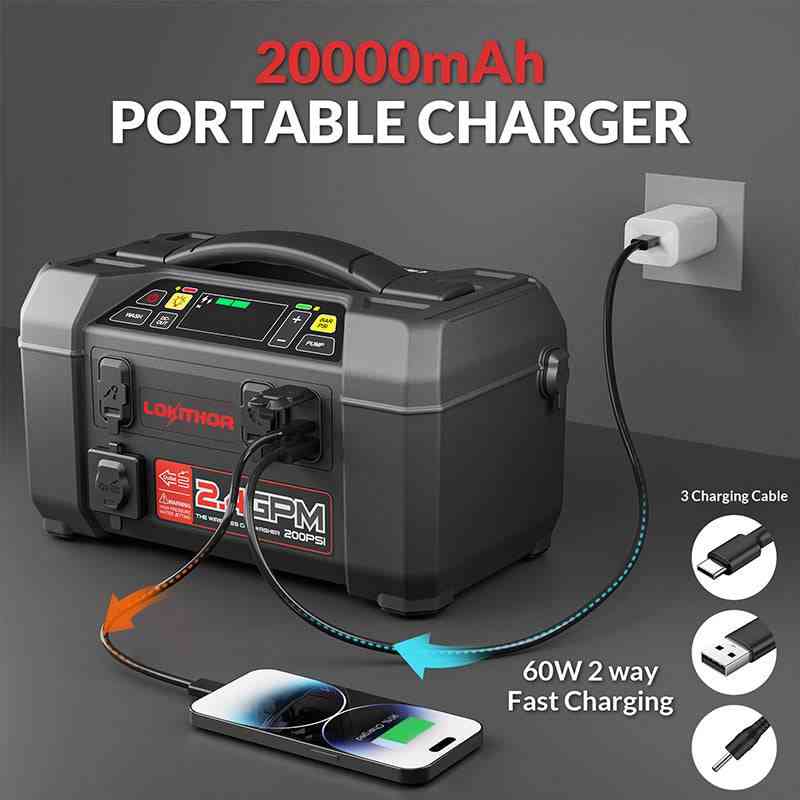 Booster auto LOKITHOR AW401 5 în 1, 2500 A, cu compresor 150 PSI și spălător cu presiune [3]
