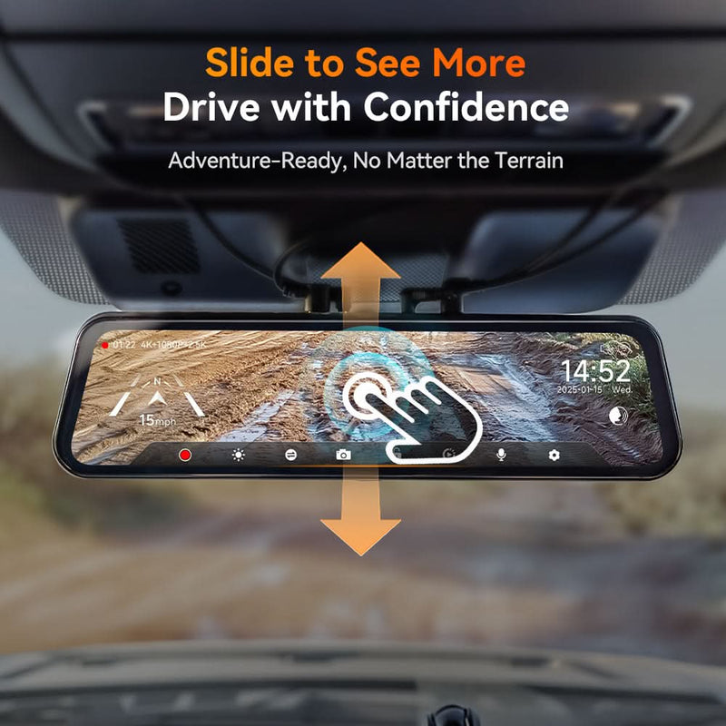 Camera auto WOLFBOX G900TriPro Bumper, 3 camere, 4K + 2.5K + Full HD, Wi-Fi si GPS, ecran tactil de 12″ [5]