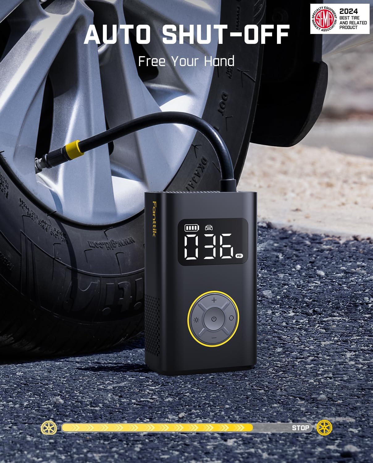 Pompa electrica fara fir Fanttik X10 Pro Max pentru anvelope, presiune de pana la 150 PSI, oprire automata si afisaj digital [5]