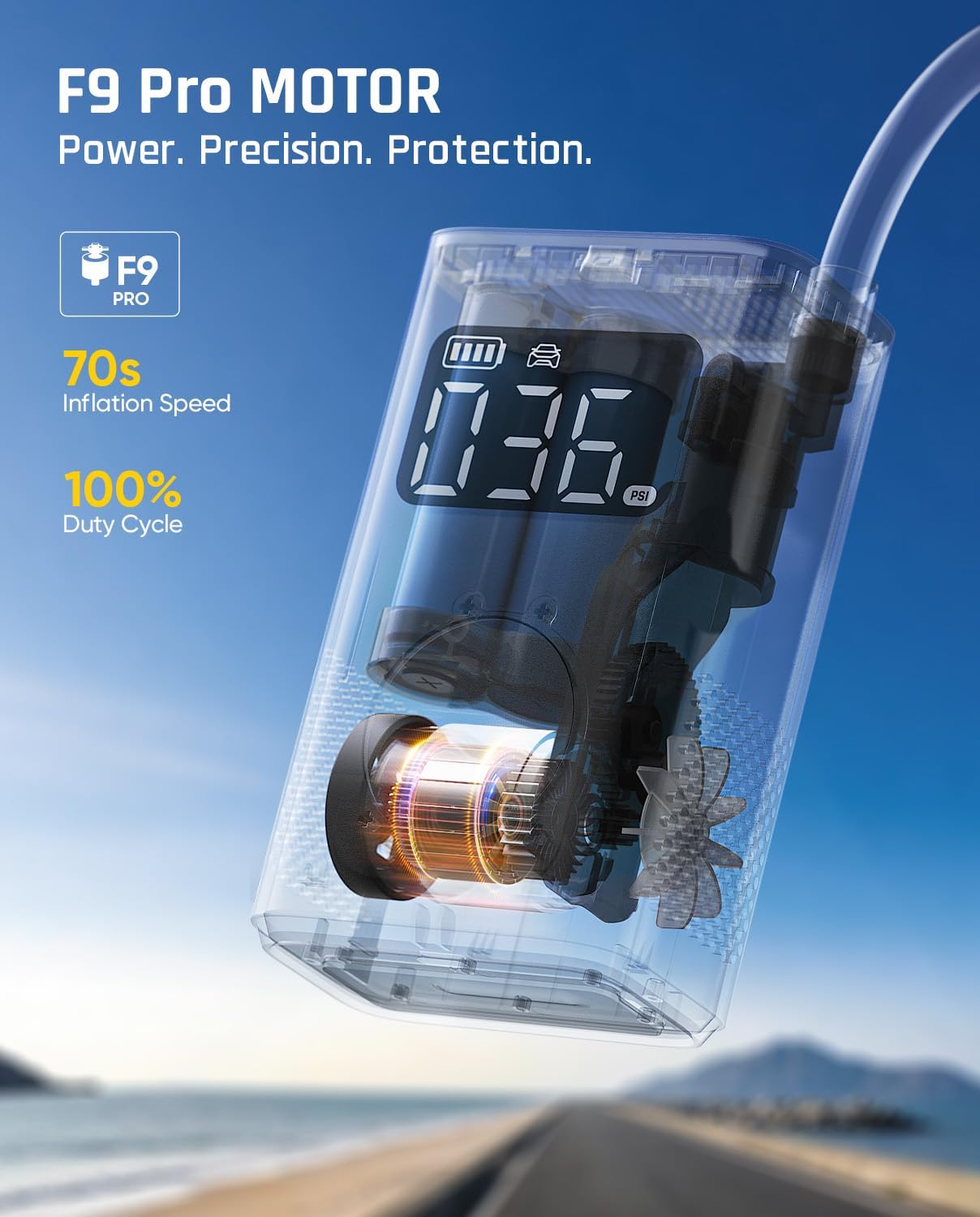 Pompa electrica fara fir Fanttik X10 Pro Max pentru anvelope, presiune de pana la 150 PSI, oprire automata si afisaj digital [4]