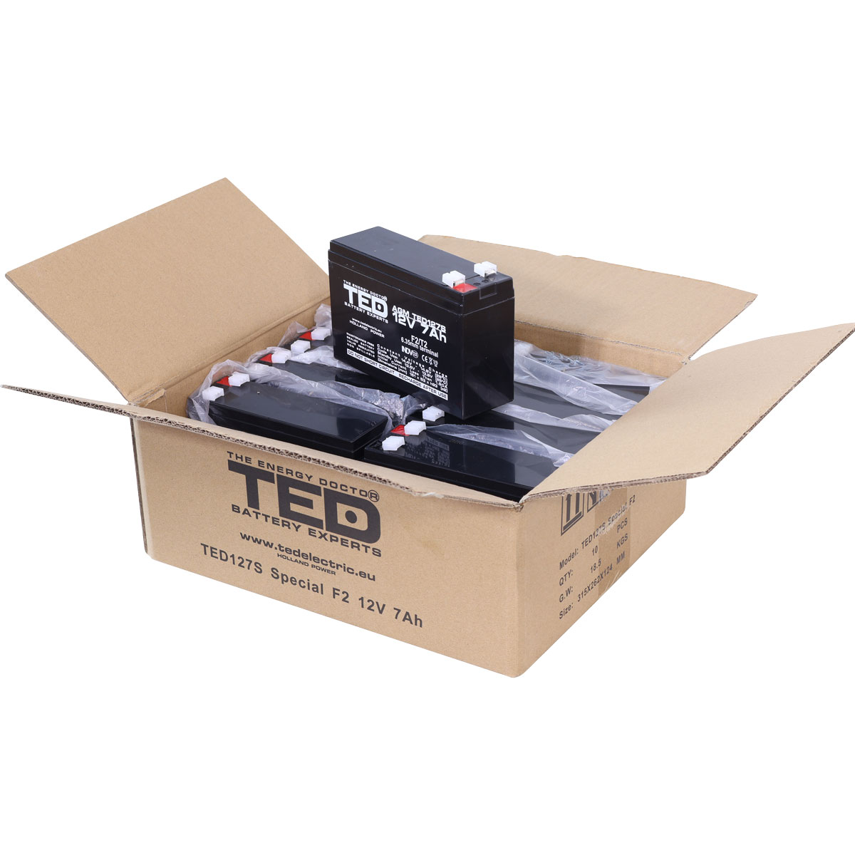 Acumulator 12V Stationar VRLA, Dimensiuni 149 x 49 x 95 mm, Baterie 12V 7Ah F2, TED Electric TED003195 [3]