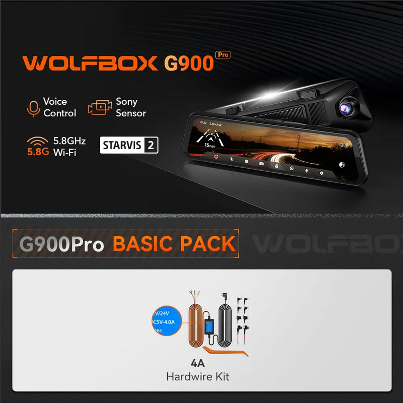 Camera auto tip oglinda WOLFBOX G900 Pro, 4K + 2.5K, ecran tactil de 12″, Wi-Fi si GPS [11]