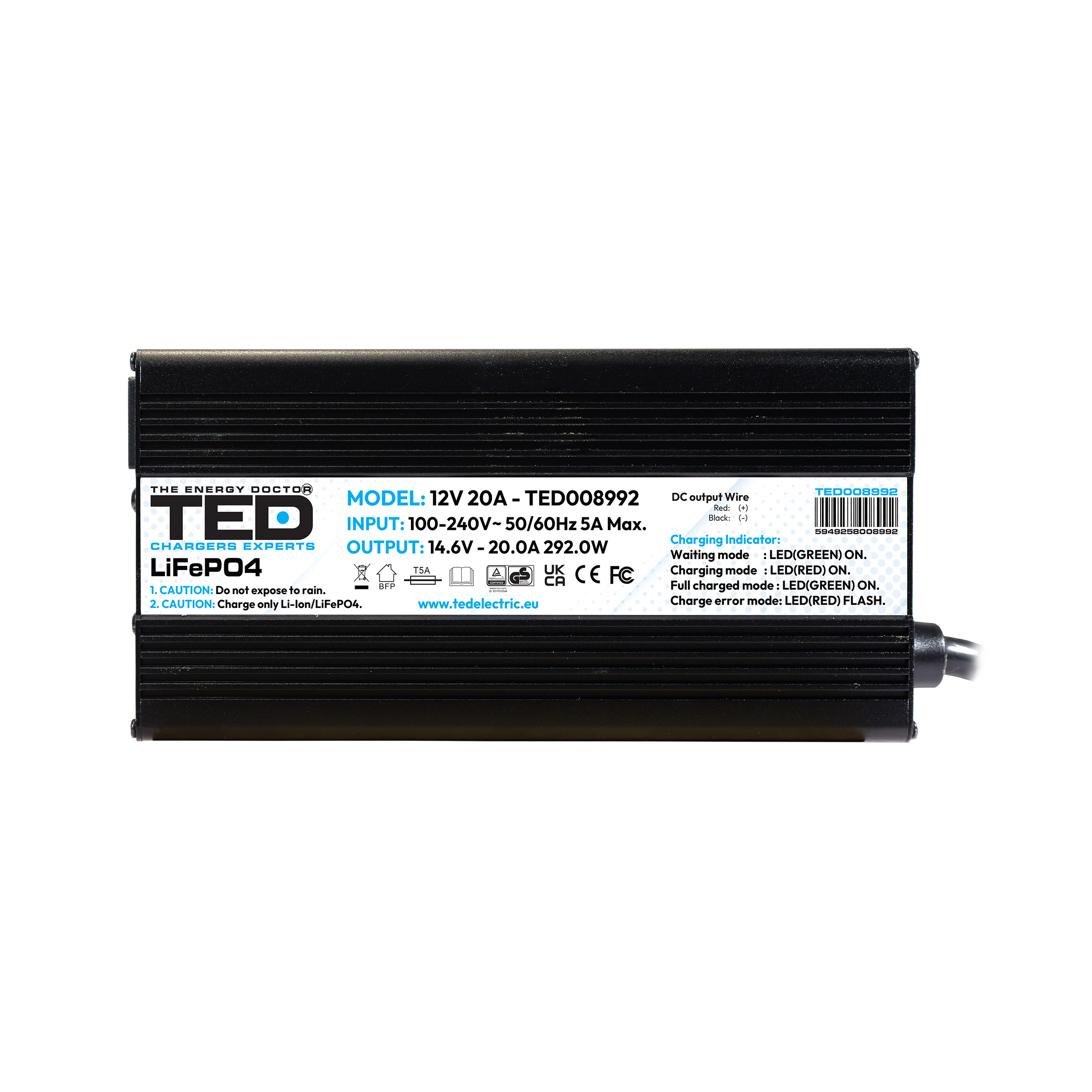 Incarcator inteligent pentru baterii LiFePO4 12V, 20A, 292W (14.6V) [2]