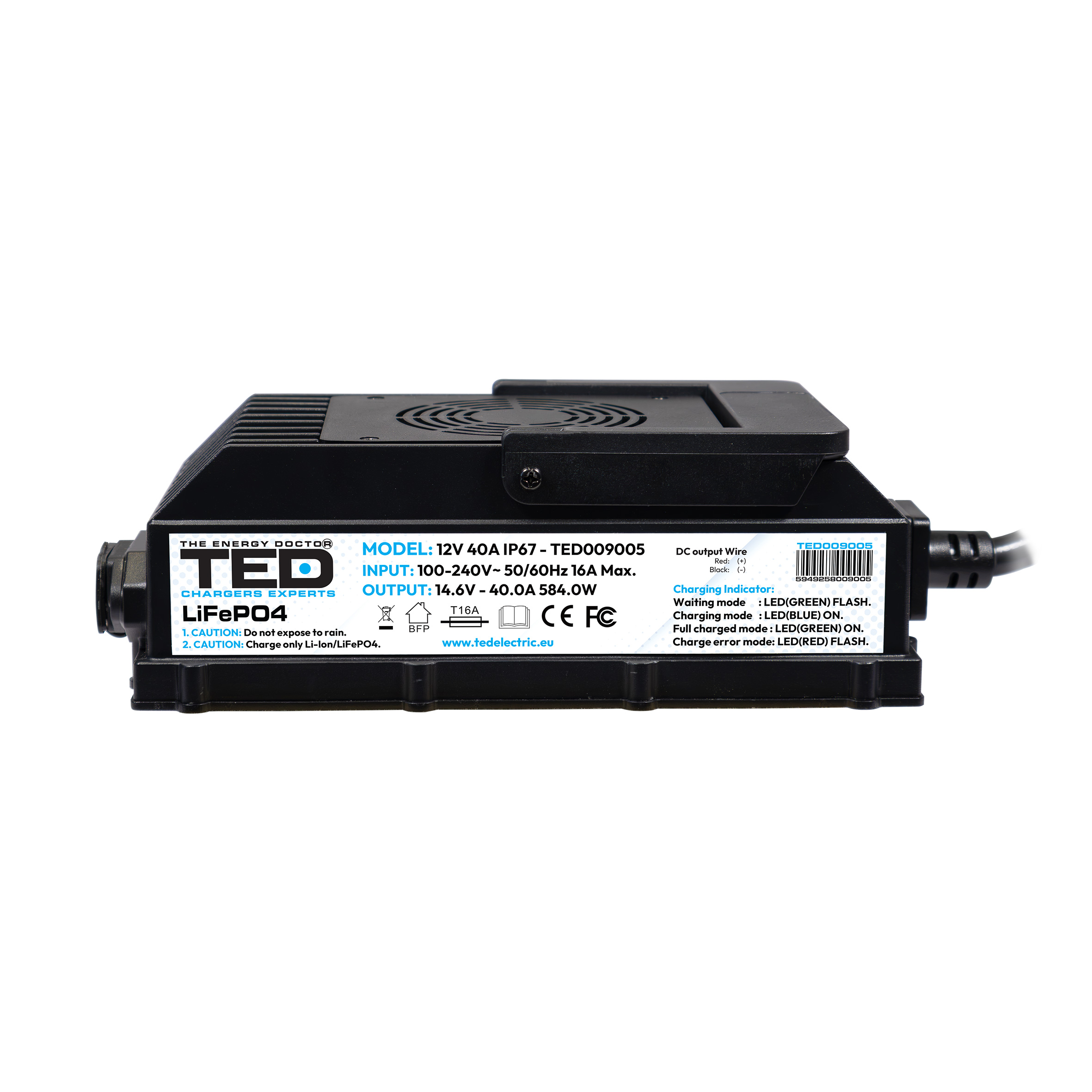 Incarcator inteligent rapid pentru baterii LiFePO4 12V, 40A, 584W (14.6V) [1]