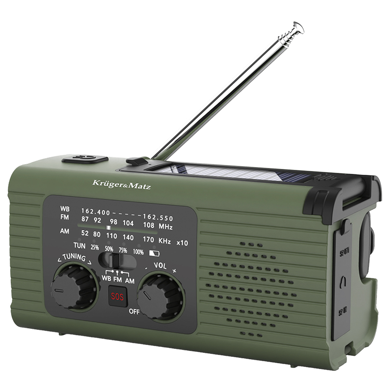 Radio de urgenta cu incarcare solara, dinam, lanterna SOS si Powerbank 2000 mAh, AM/FM [1]