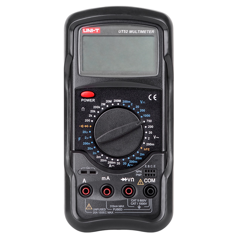 Multimetru Digital Uni-T UT52, Capacitate 20µF, Tensiune, Curent, Rezistenta, hFE Tranzistori, Testare Diode [1]