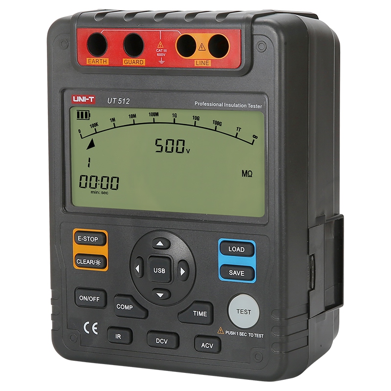 Tester Rezistenta Izolatie Uni-T UT512, 500V-2500V Test, Izolatie 10GOhm, Tensiune DC/AC 600V, Afisaj LCD Mare [6]