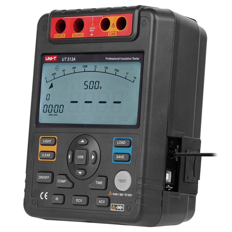 Tester Rezistenta Izolatie Uni-T UT513A, 500V-5000V Test, Izolatie 1000GOhm, USB, Memorie 18 Citiri, Index Polarizare [3]
