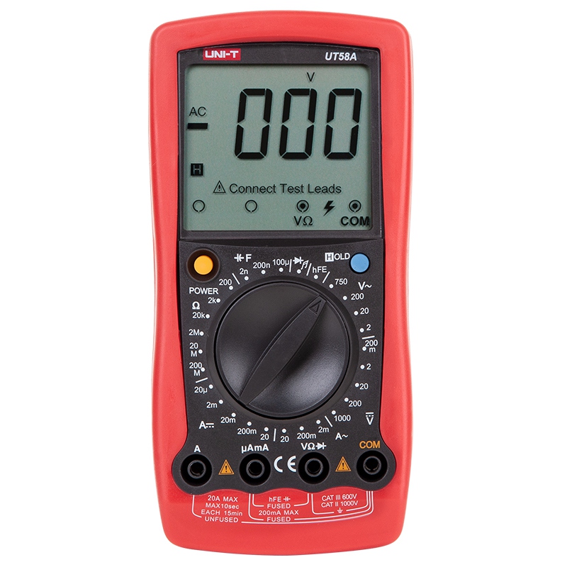 Multimetru Digital Uni-T UT58A, Capacitate 100µF, Tensiune DC/AC, Curent, Rezistenta, Oprire Automata, Continuitate [1]
