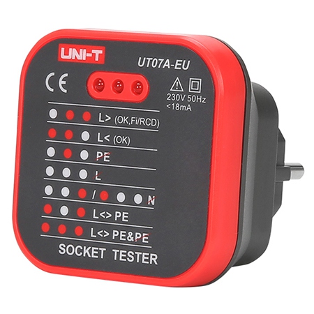 Testere - Tester Priza 230V AC Uni-T UT07A-EU, Verificare Impamantare, IP40, Standarde CAT II 300V
