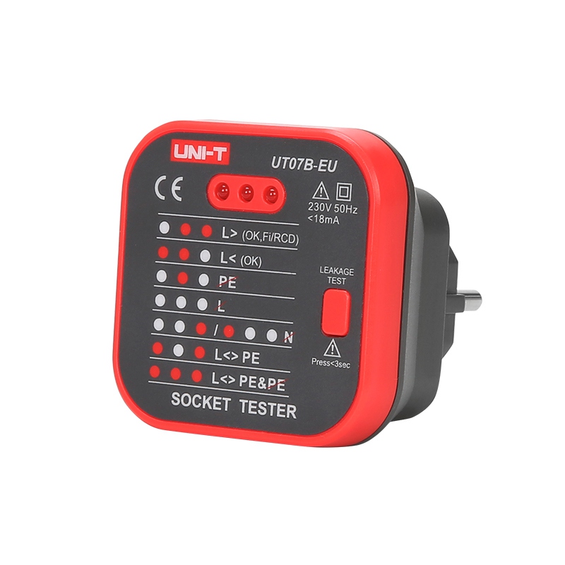 Tester Priza 230V AC Uni-T UT07B, Verificare RCD 30mA, Impamantare, IP40, CAT II 300V [1]