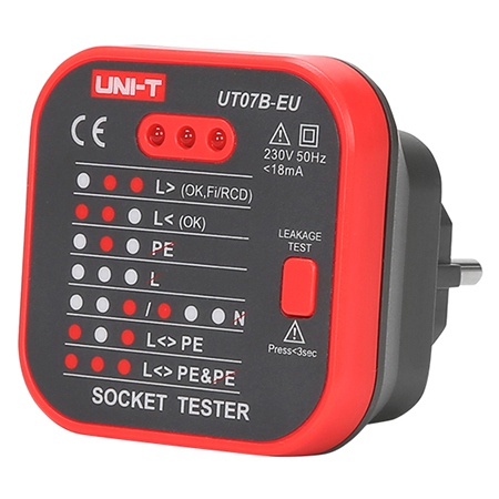 Multimetre Portabile - Tester Priza 230V AC Uni-T UT07B, Verificare RCD 30mA, Impamantare, IP40, CAT II 300V