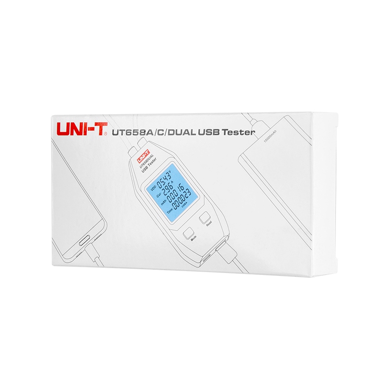 Tester USB Dual Uni-T UT658DUAL, Tensiune 3-9V, Curent 3A, Capacitate, Doua Porturi USB [3]