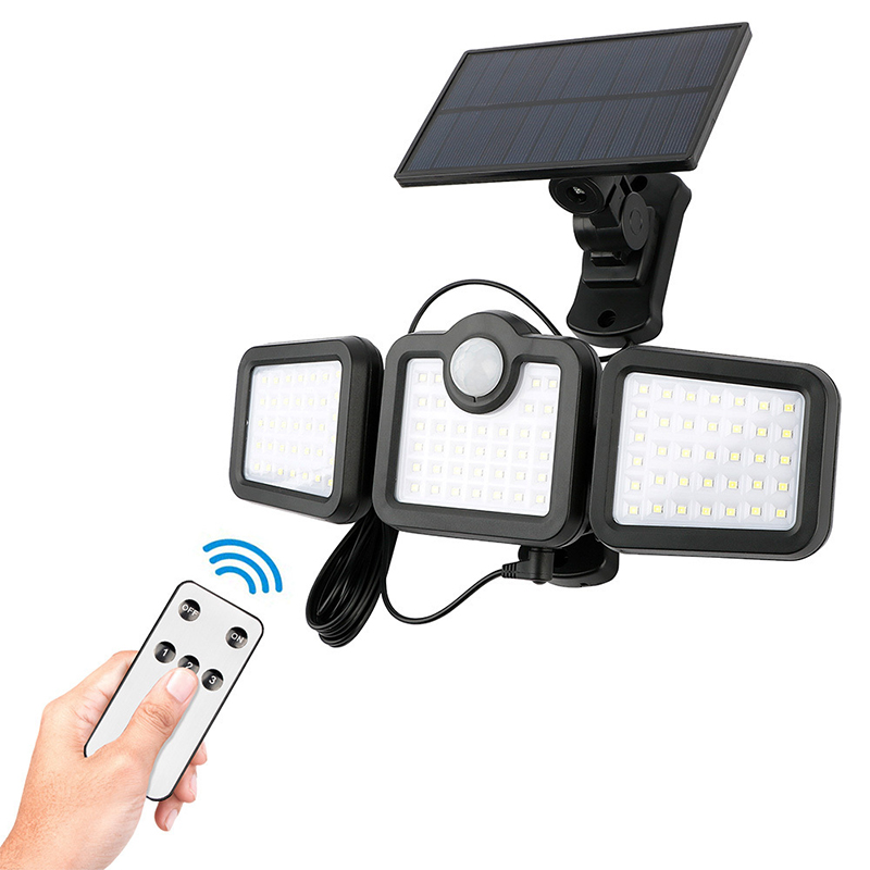 Lampa LED solara 10W 6000K cu senzor de miscare PIR si telecomanda IP65 [4]