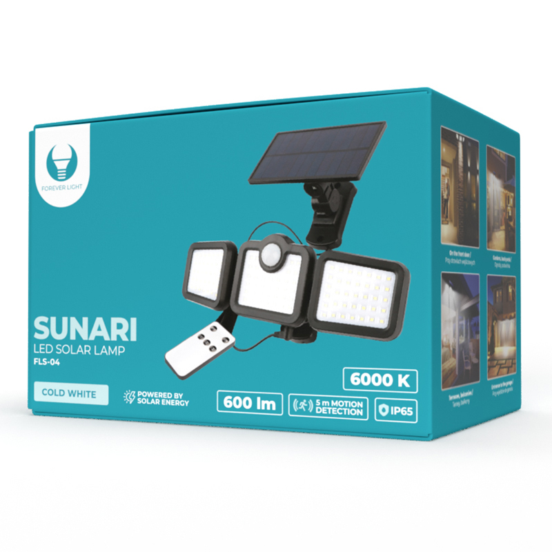 Lampa LED solara 10W 6000K cu senzor de miscare PIR si telecomanda IP65 [7]