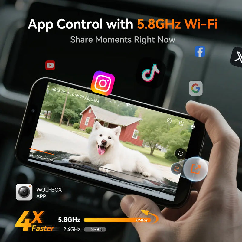Camera auto tip oglinda WOLFBOX G900 Pro, 4K + 2.5K, ecran tactil de 12″, Wi-Fi si GPS [4]