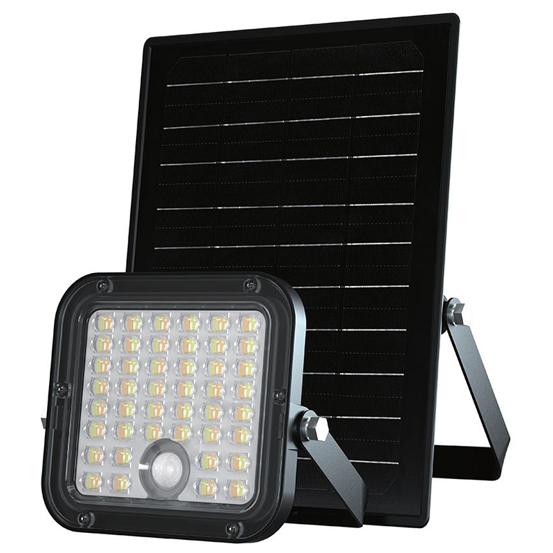 Iluminat solar - Proiector LED solar 10W 1500lm IP65 cu lumina rece si neutra 4000K + 6000K - Negru