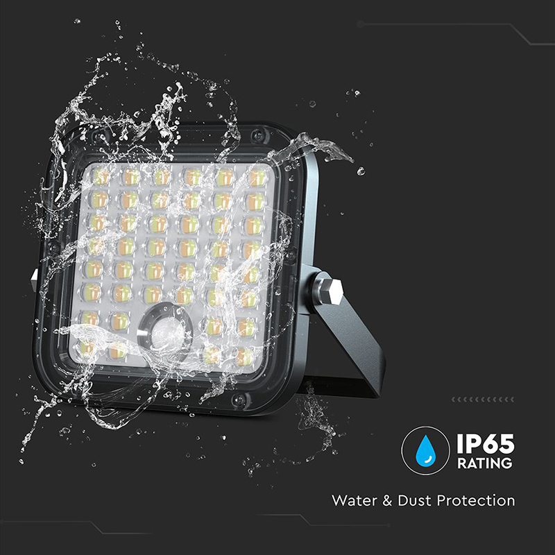 Proiector LED solar 10W 1500lm IP65 cu lumina rece si neutra 4000K + 6000K - Negru [13]