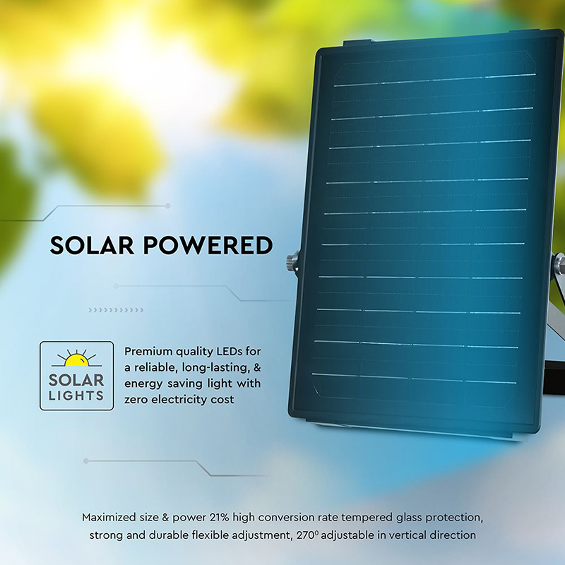 Proiector LED solar 10W 1500lm IP65 cu lumina rece si neutra 4000K + 6000K - Negru [15]
