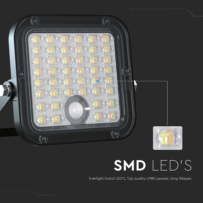 Proiector LED solar 10W 1500lm IP65 cu lumina rece si neutra 4000K + 6000K - Negru [7]