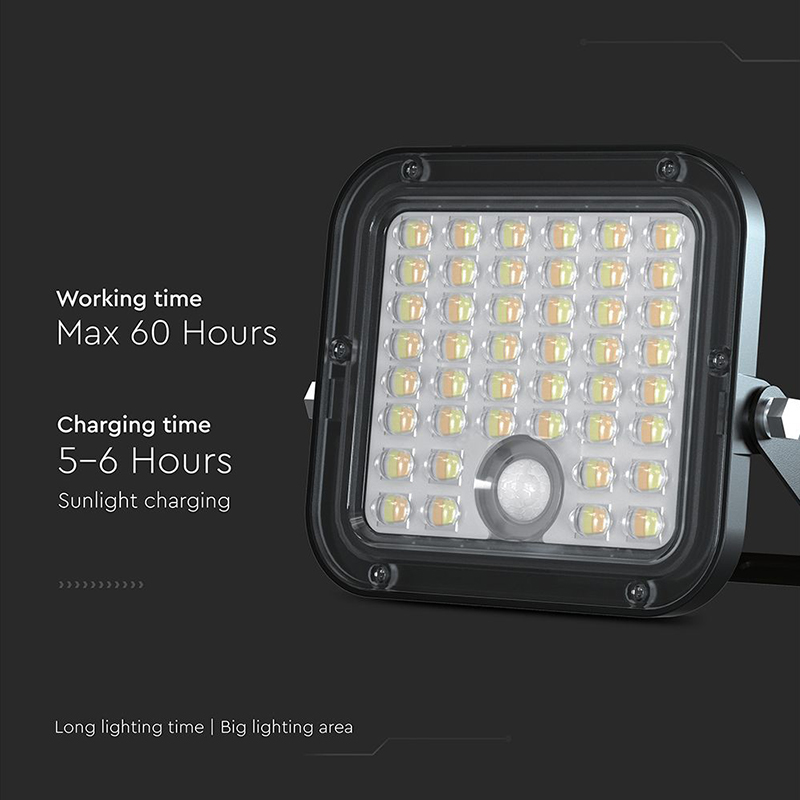 Proiector LED solar 10W 1500lm IP65 cu lumina rece si neutra 4000K + 6000K - Negru [8]