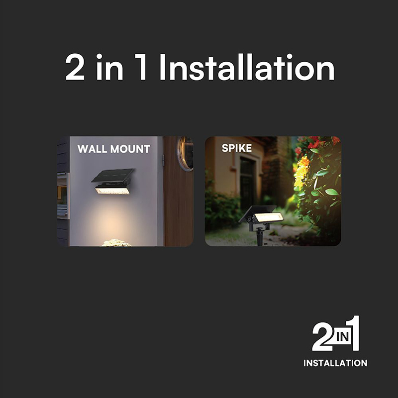 Lampa LED solara 0.9W 3000K 2 in 1 cu montaj pe perete si tarus pentru gradina IP65 [7]