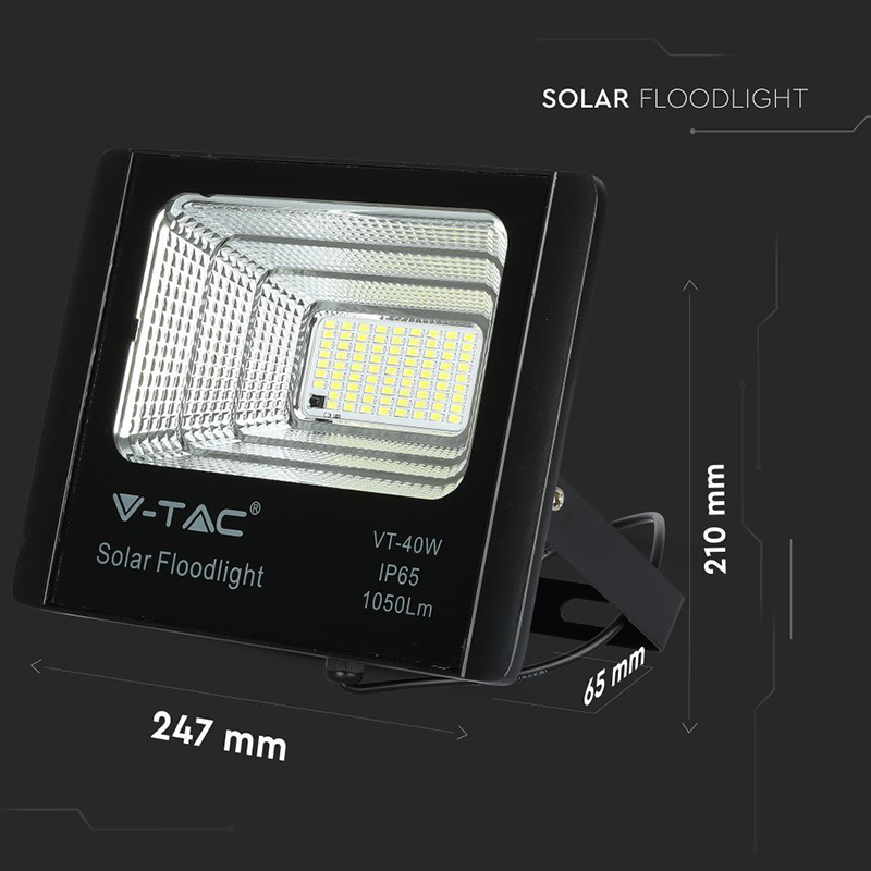 Proiector LED solar 16W 6000K IP65 cu telecomanda si panou solar [9]