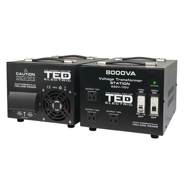 Transformator de tensiune, Convertor de la 220V la 110V si Reversibil 8000VA 6400W cu Carcasa si Regleta [1]