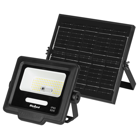 Iluminat solar - Proiector LED solar 60W 6800K cu panou solar si telecomanda