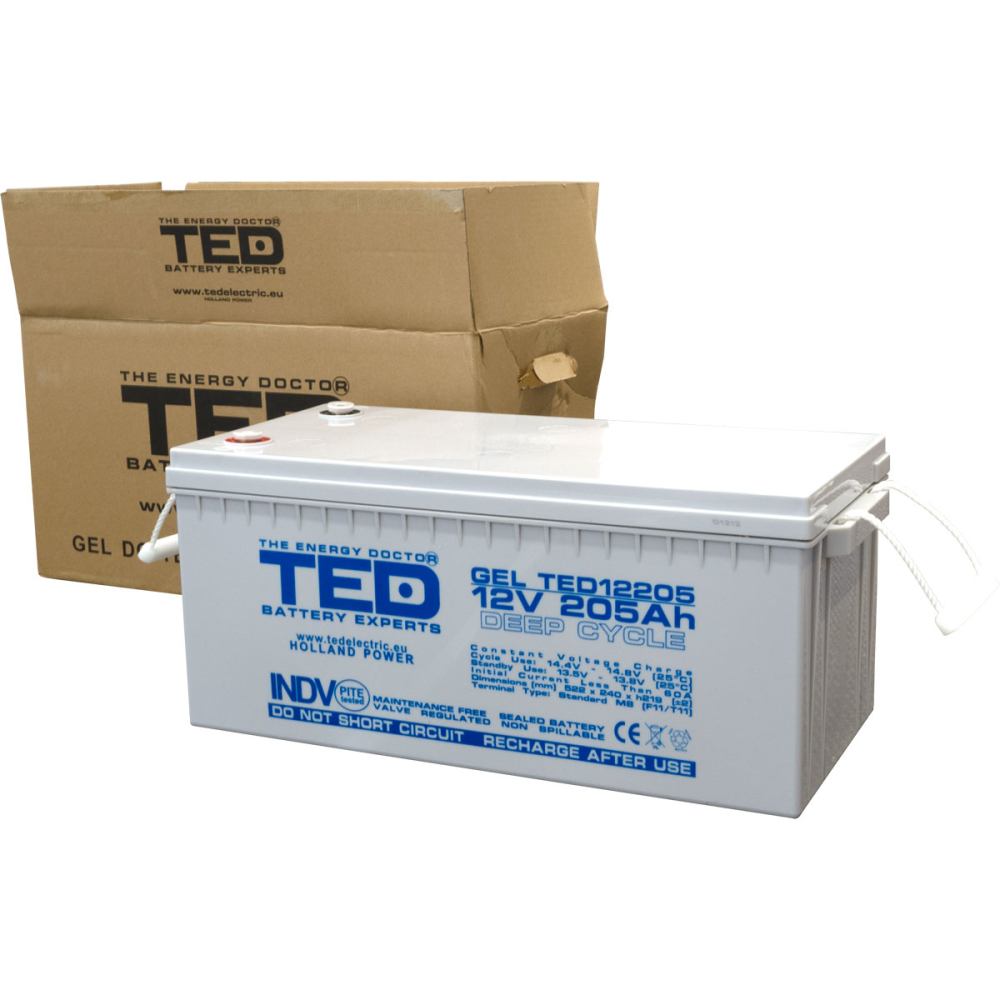 Acumulator GEL 12V 205Ah Deep Cycle, M8, pentru sisteme solare, rulota, cabana si aplicatii off-grid [4]