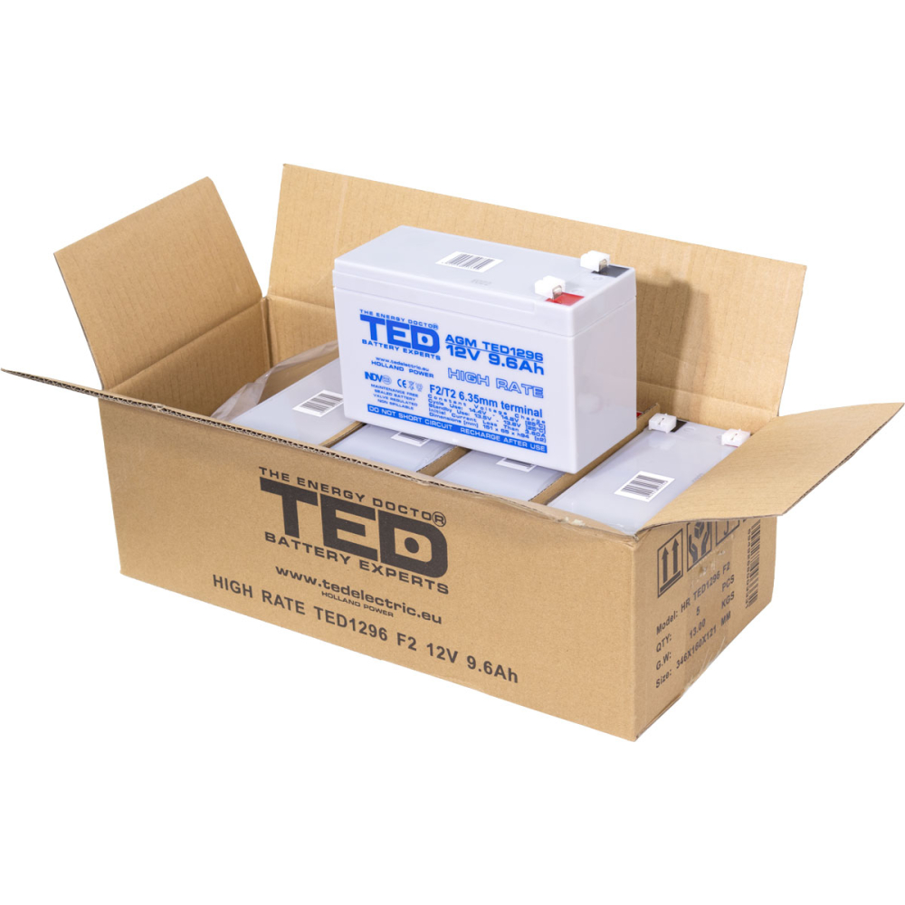 Acumulator 12V High Rate, Dimensiuni 151 x 65 x 95 mm, Baterie 12V 9.6Ah F2, TED Electric TED003324 [4]