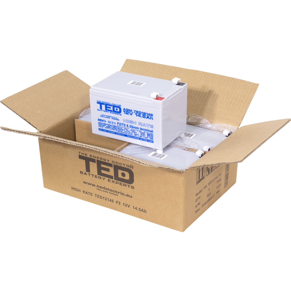 Acumulator 12V High Rate, Dimensiuni 151 x 98 x 95 mm, Baterie 12V 14.5Ah F2, TED Electric TED002792 [4]