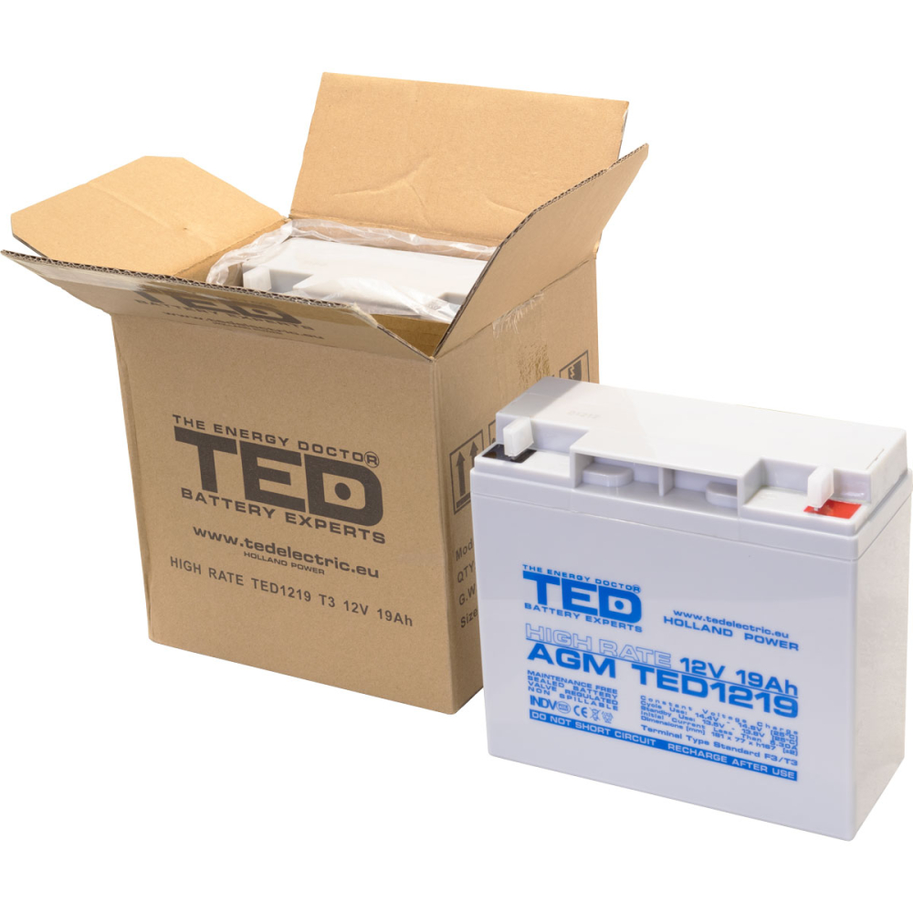 Acumulator 12V High Rate, Dimensiuni 181 x 76 x 167 mm, Baterie 12V 19Ah F3, TED Electric TED002815 [4]