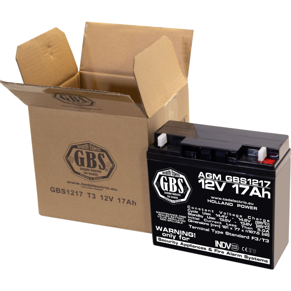 Acumulator 12V Sisteme Alarma, Dimensiuni 181 x 76 x 167 mm, Baterie 12V 17Ah F3, TED Electric GBS [4]