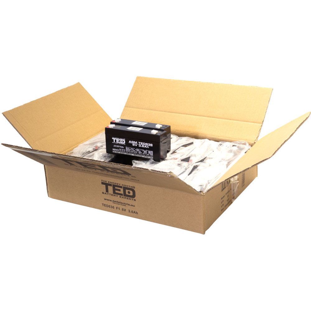 Acumulator 6V Stationar VRLA, Dimensiuni 133 x 34 x 59 mm, Baterie 6V 3.6Ah F1, TED Electric TED002891 [4]